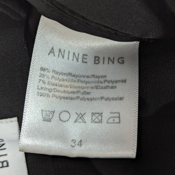 Anine Bing Max Trousers Split Hem High Rise Black Size 34 - Picture 5 of 14